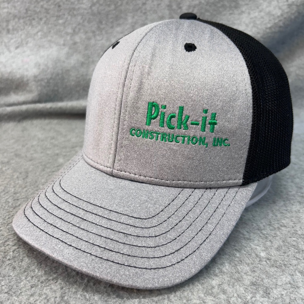Pick-it Construction Mens Gray Black Unbranded Trucker Hat Stretch Fit M/L